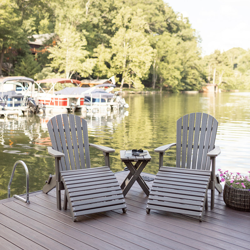 Berlin Gardens Comfo Back Regular Top With White Base Adirondack Chair, Weatherwood