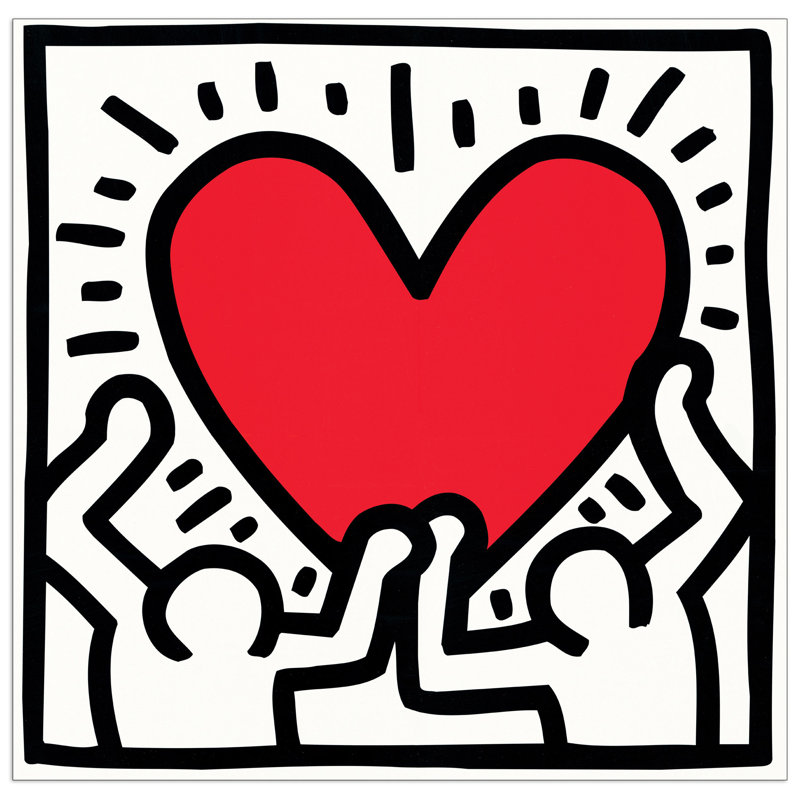 Haring - No Frame Print on Wood, 60cm H x 60cm W x 1.8cm D
