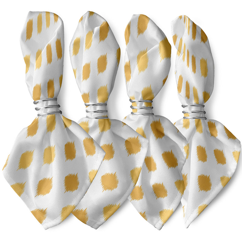 Lasasha Polyester Ikat Square Napkin, Yellow