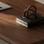 Bureau à 3 tiroirs brun noyer + gris massif massif + bois manufacturé + acier-892593576