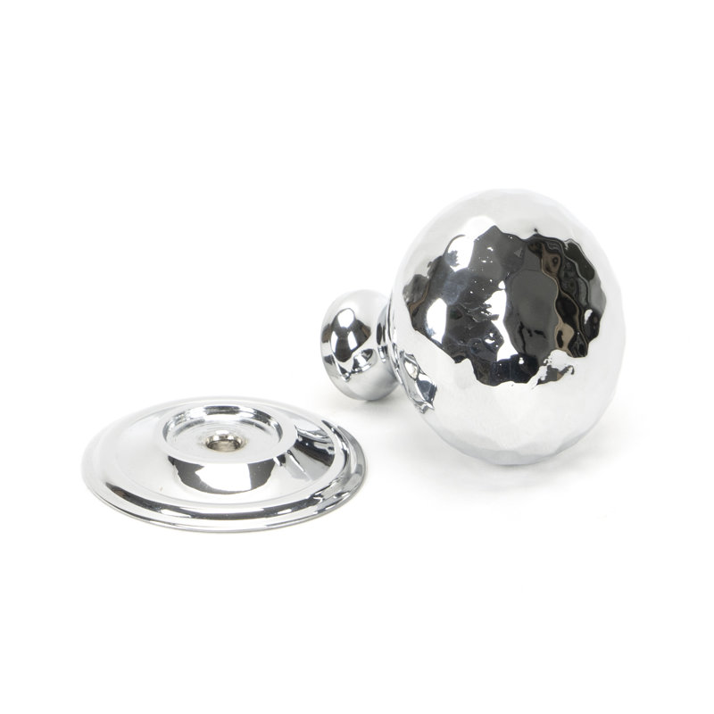 Hammered Mushroom 32mm Diameter Knob, Polished Chrome