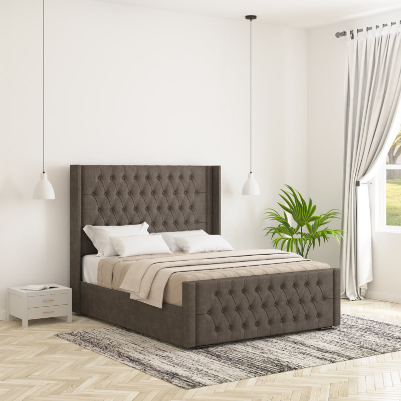 Raoul Upholstered Bed Frame, Single (3'), Mole Brown