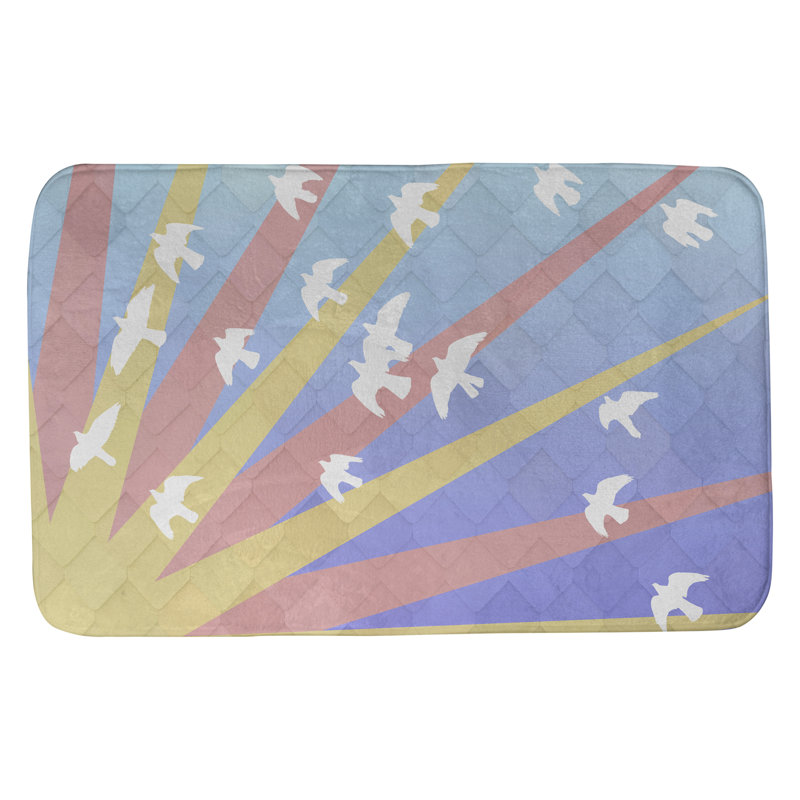 Tapis pour salle de bain oiseaux et soleil Fawcett, l 17 po x L 24 po, Orange