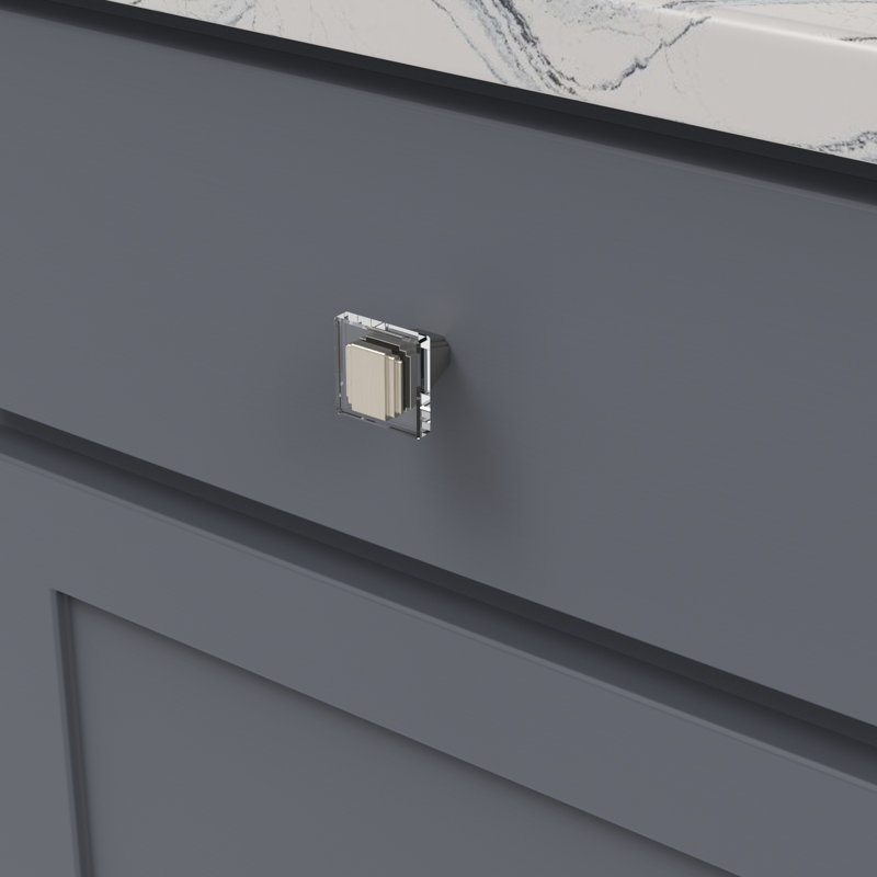 Belleclaire Collection Knob 1-1/4 Inch Square Polished Nickel Finish, Satin Nickel