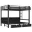 Lit superposé grand sur grand avec tablettes et tiroirs de rangement, lits superposés en métal multifonctionnels avec ports USB et lumières DEL, lit inférieur pouvant être converti en canapé, noir-811066455
