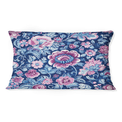 Coussin lombaire traditionnel bleu et rose