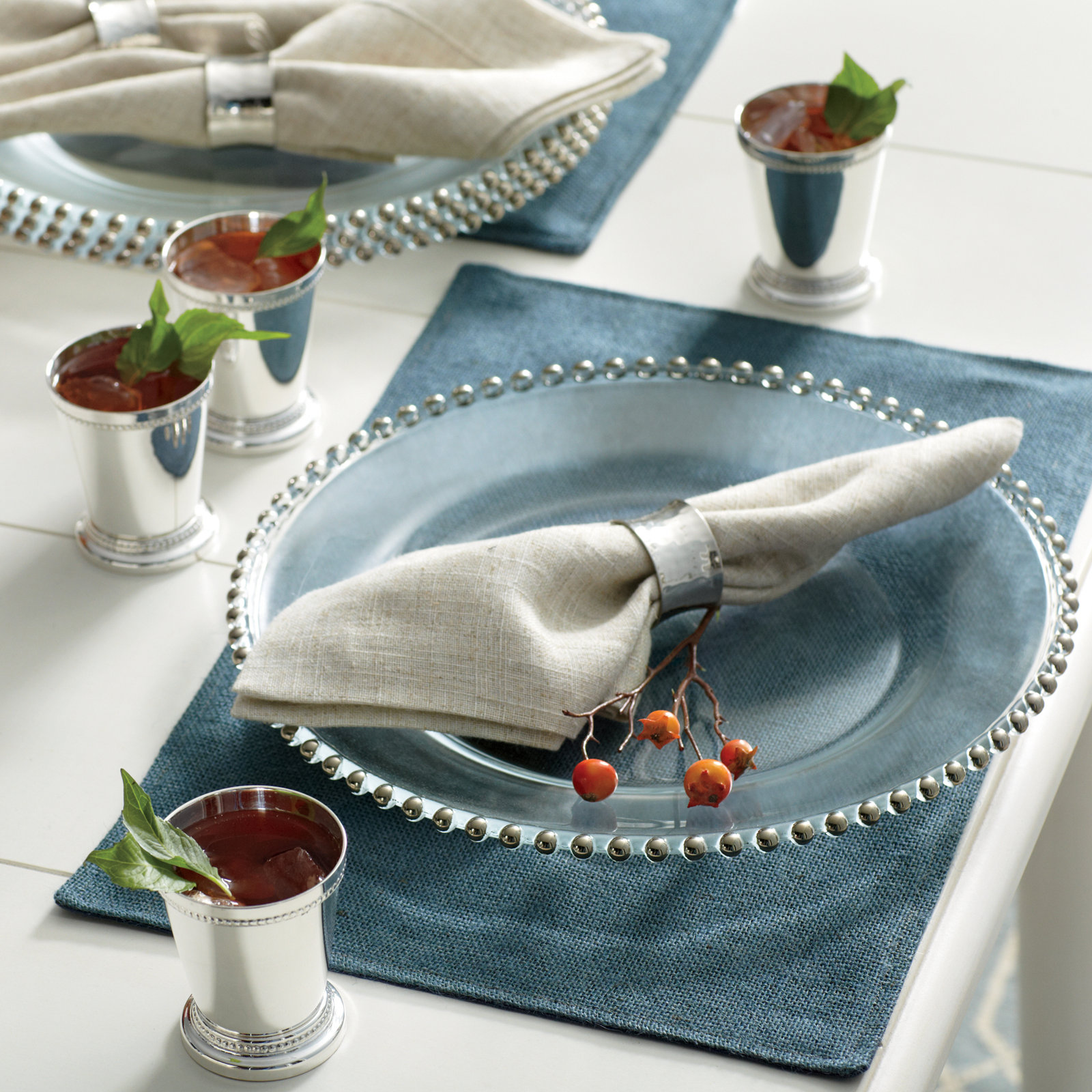 George Hammered Napkin Ring Set