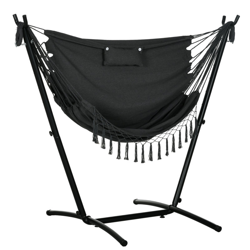 Chaise de patio avec hamac et support, Gris