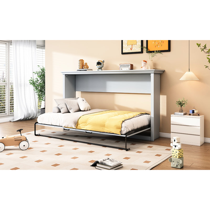 Gray Folding Twin Bed - Robust, Space Maximizing Cabinet, Stable, Optimizing