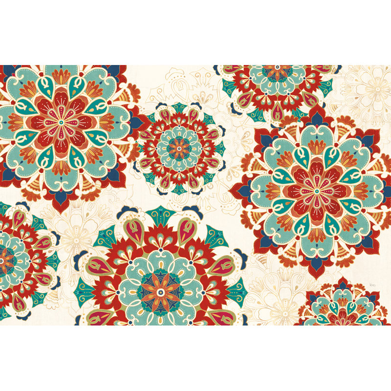 «Folk Floral», reproduction encadrée, H 8 po x l 12 po x P 1,25 po, Non, Toile encadrée noire