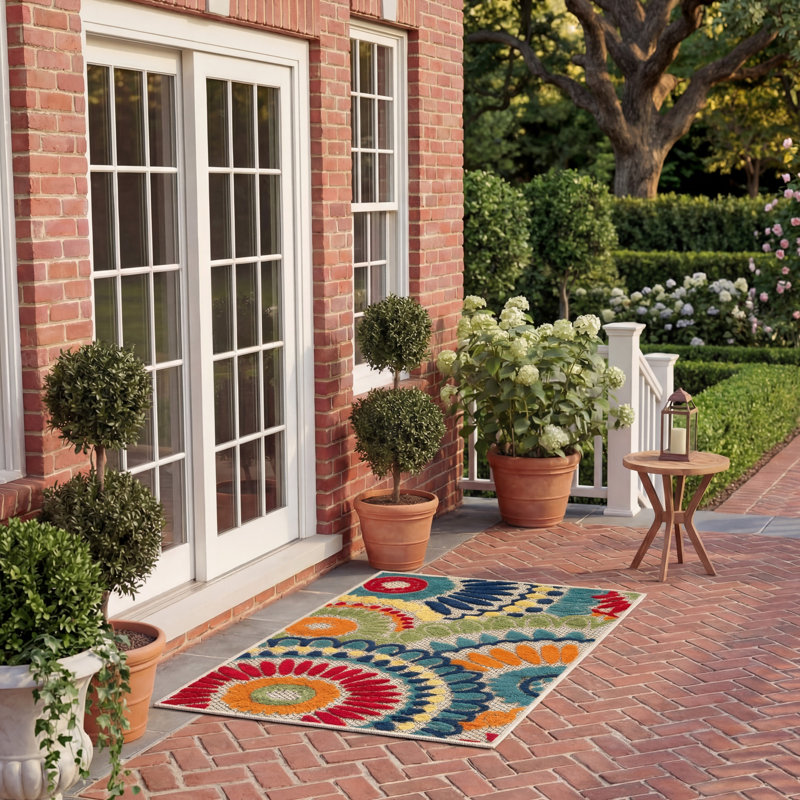 Dellie Performance Geometric Indoor/Outdoor Area Rug, Rectangle 2' x 3'
