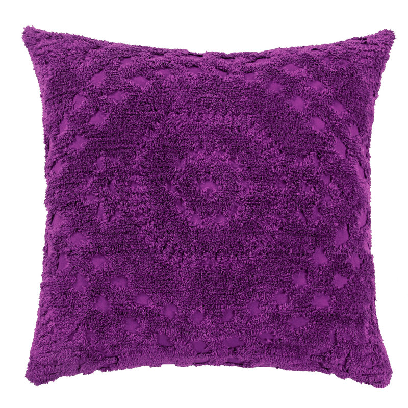 Taie décorative 100% coton Rio Collection touffetée Rio, conception en médaillon, housse de coussin décorative douce et respirante, certifié OEKO-TEX, lavable à la machine, toutes saisons, 26 po x 26 po, prune