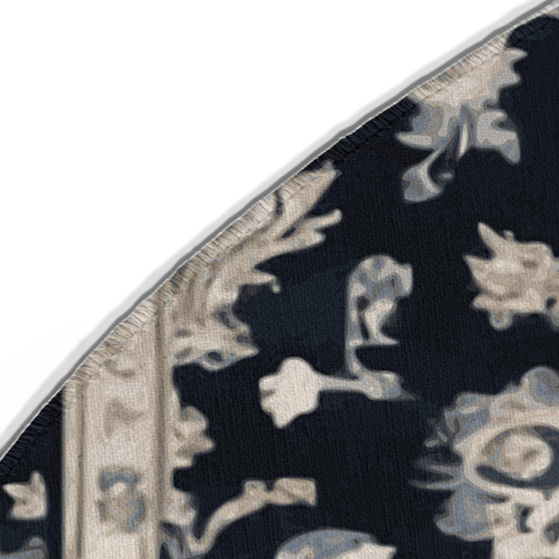 Tapis d'intérieur et d'extérieur gris Persian, Rond 5 pi