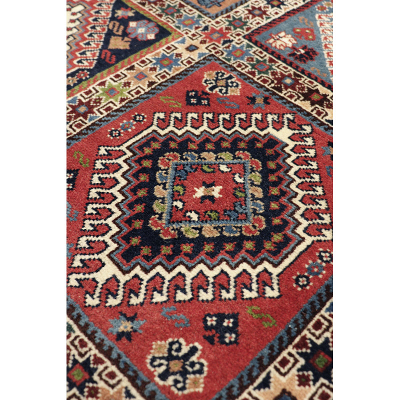 Yalameh Hand Knotted Wool Geometric Area Rug in Multi