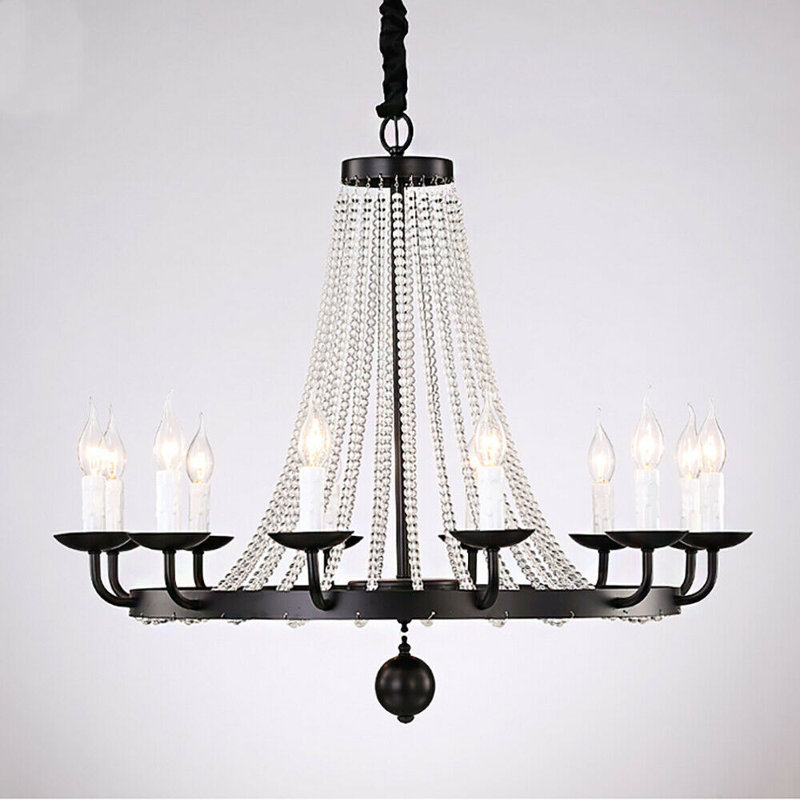 Tackett 12 - Light Candle Style Chandelier, Black