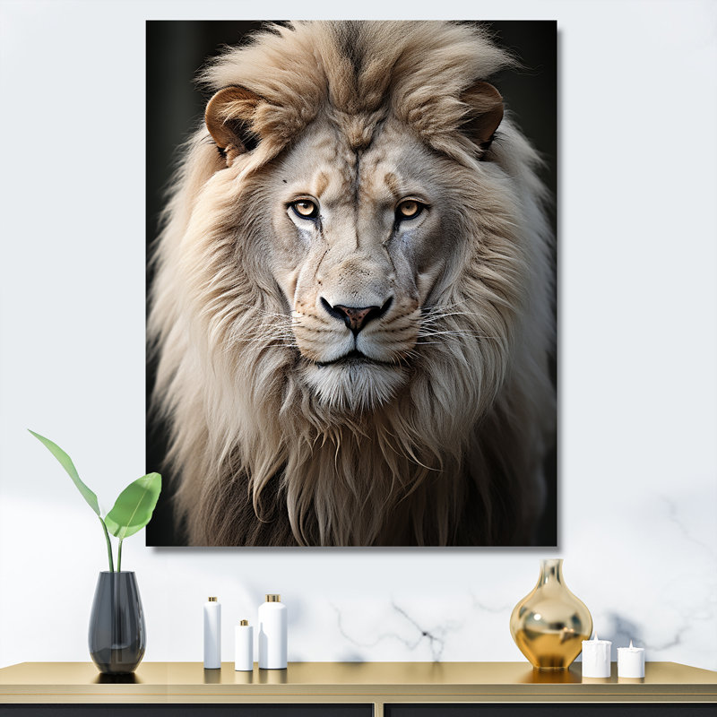 Lions, impression monochrome sur toile, Toile tendue, H 32 po x l 24 po x P 1 po