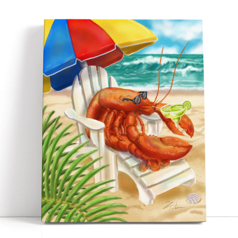 «Beach Friends - Lobster», reproduction d'art sur toile, H 20 po x l 16 po