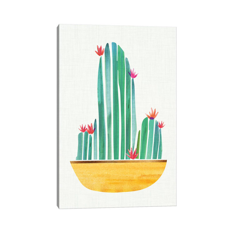 Tiny Cactus Blossoms II 1 Piece Wrapped Canvas Painting, 20.32 cm H x 30.48 cm W