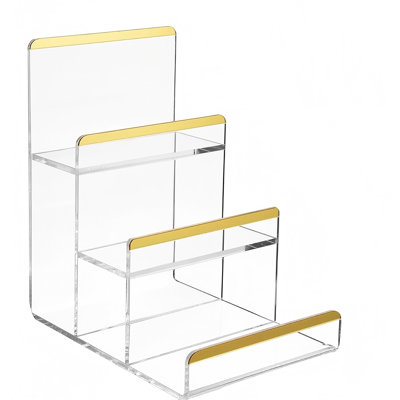 Paquet de 2 présentoirs de sac à main à 3 niveaux, support de porte-monnaie en acrylique, étagère de sac à main à embrayage transparent de 2 pouces, organisateur de porte-monnaie à comptoir épais de 4 mm pour vendeur de lunettes de soleil