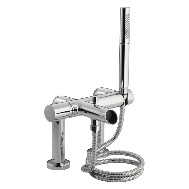 Toobi Single Handle Deck Mounted Clawfoot Tub Faucet with Handshower, Nickel brossé éclatant
