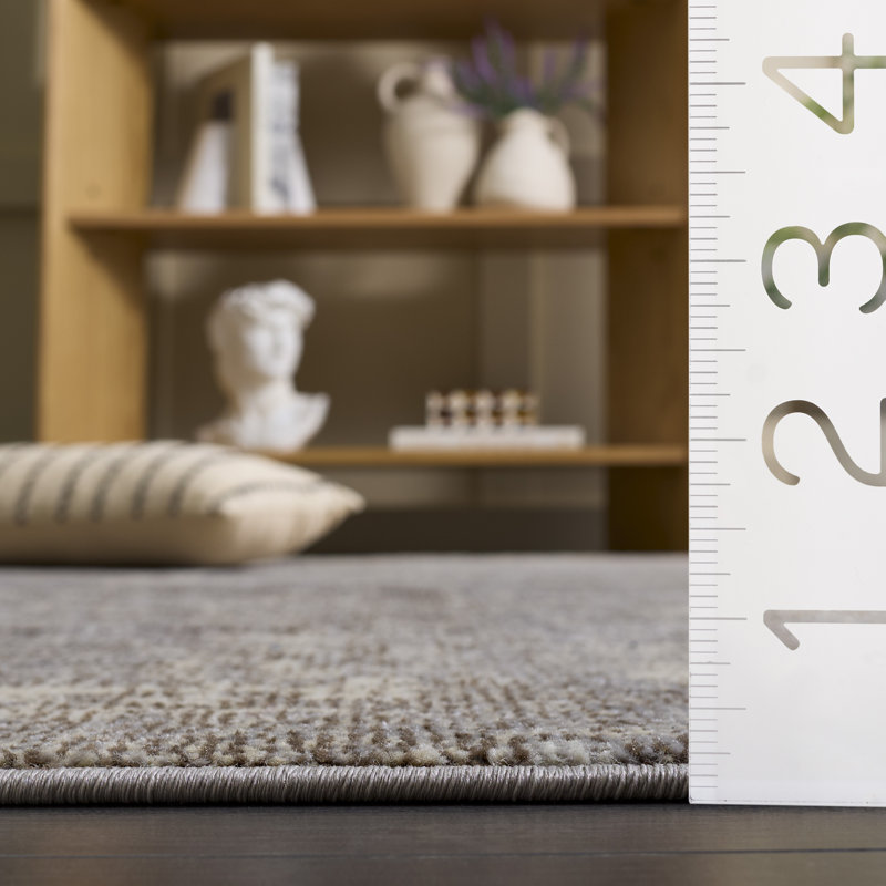 Tapis gris / bleu Gammage, Light Grey/Beige, Carré 8 pi