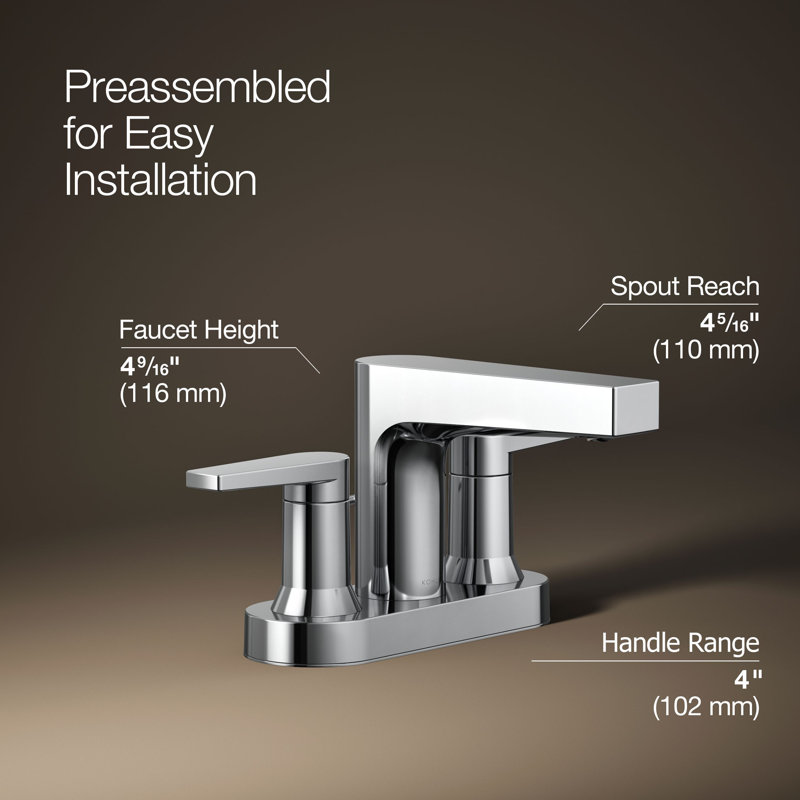Taut Centerset Bathroom Sink Faucet, Polished Chrome