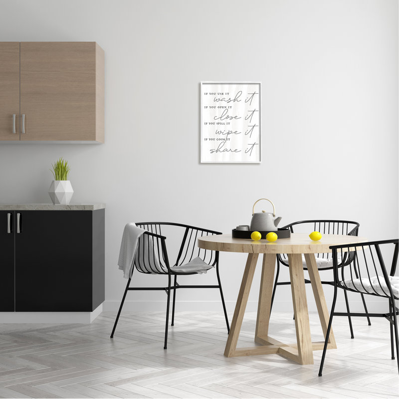 «Witty Rustic Kitchen Rules», citation de calligraphie, L 16 po x H 16 po, Giclée encadrée blanc bord de mer