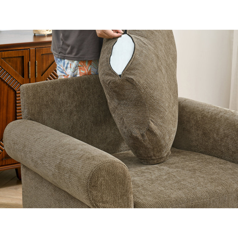 Chaise d'appoint rembourrée avec repose-pieds, Brun