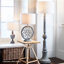 Beige-blanc + lin gris + lampes sur pied de forme libre en bois massif
