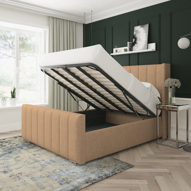 Aspen Chenille Upholstered Ottoman Bed Frame, Super King (6'), Mink