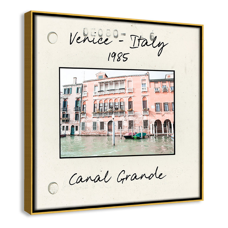 Venise, Italie - Grand Canal par Nan, H 13,5 po x l 13,5 po x P 2 po, Toile avec cadre flottant or