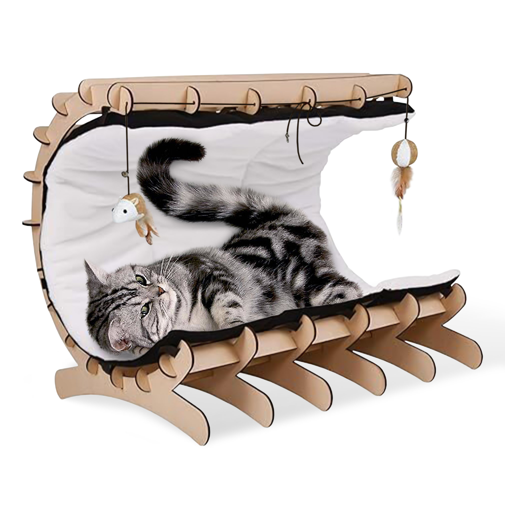 Tucker Murphy Pet™ Cat Bed Wooden Cat Hammock With Washable Cushion Pet