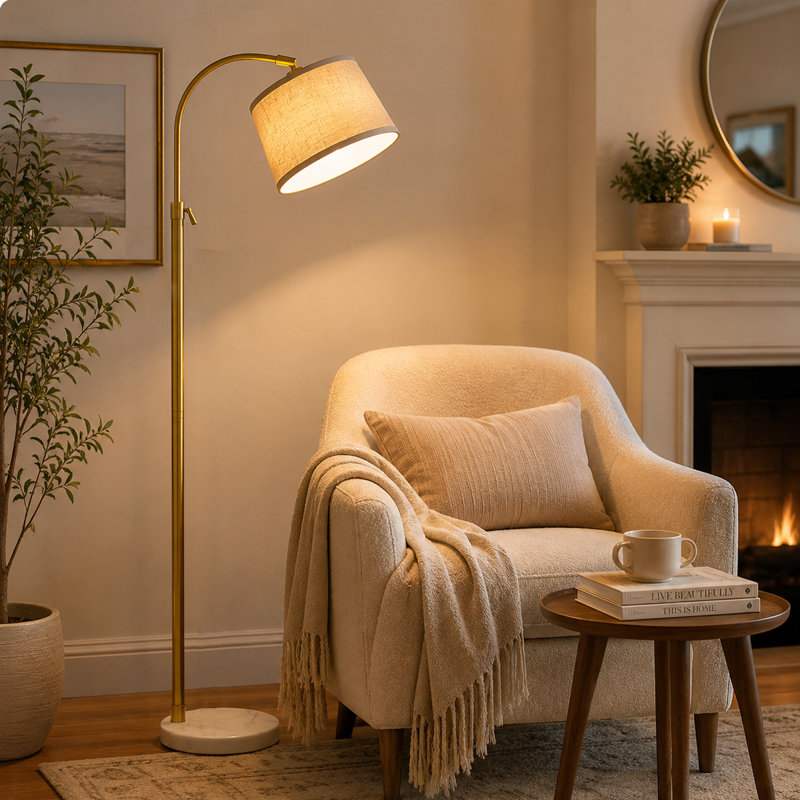 Lampe sur pied arquée moderne avec base en marbre, grande lampe de lecture réglable pour le salon et la chambre à coucher
