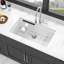 Évier à quartz 33 po x 19 po blanc - poste de travail stable encastré avec articles en granite inclus