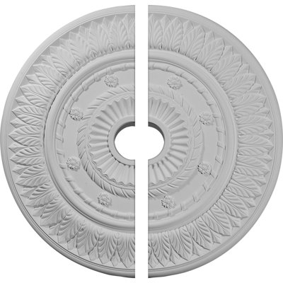 Endurathane Leaf Ceiling Medallion, 26 3/4"OD x 3 5/8"ID x 1 1/8"P (Fits Canopies up to 3 5/8"), Factory Primed