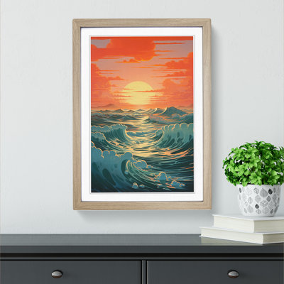 Seascape Modern - Single Picture Frame Print on Wood