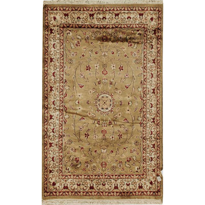 Tapis doré et ivoire de haute qualité noué à la main