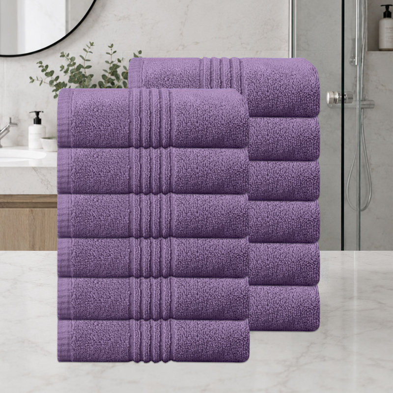 Ensemble de serviettes de bain 100% coton 100% coton Zel Twist Hazel de Home Weavers 500 g / m², 12 po x 24 po (12) (12 serviettes à main), mauve