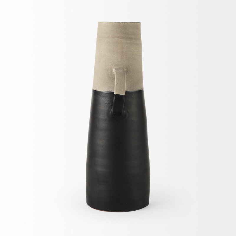 Vase de table en céramique Hindley, H 16,5 po x l 7,8 po x P 6,1 po, Noir / Beige