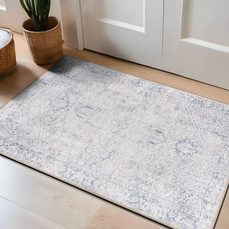 Tapis vintage antidérapant lavable à la machine Boho, Rectangulaire 2 pi x 3 pi