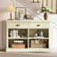Console Bely Farmhouse avec 2 tiroirs et tablettes de rangement ouvertes-133210808