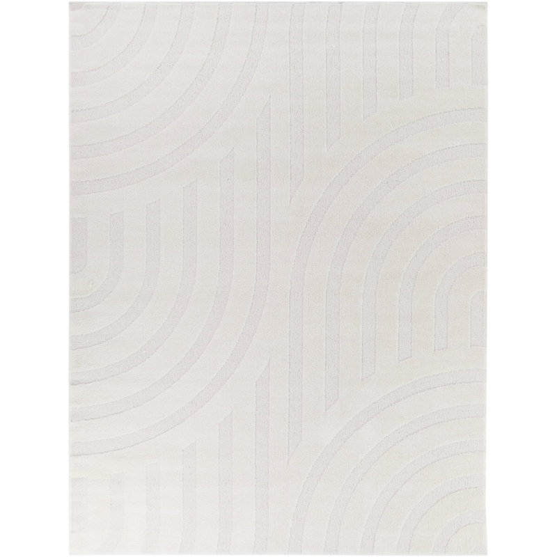 Claribel Cream Indoor/Outdoor Modern Striped Area Rug, Rectangle 5'3" x 7'