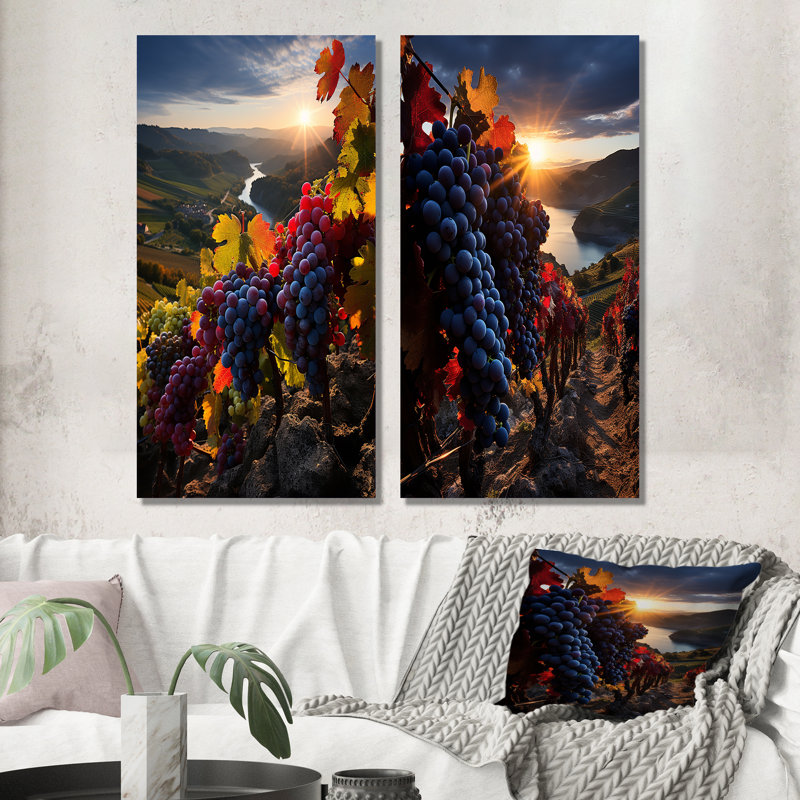 «Scenic Vivid Vineyard», 2 pièces, H 24 po x l 20 po, Toile tendue
