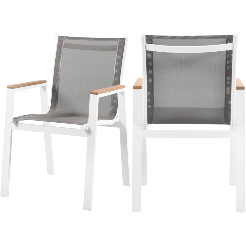 Fauteuil de patio empilable Lajoy, gris, Blanc, Brun
