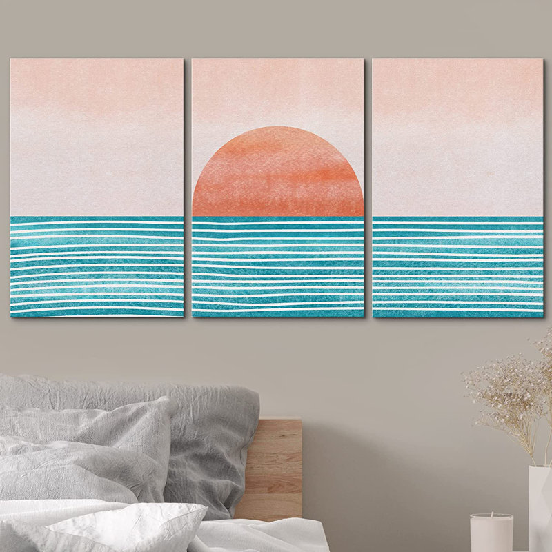 3 pièces d'art audacieux, H 24 po x l 48 po, Toile tendue
