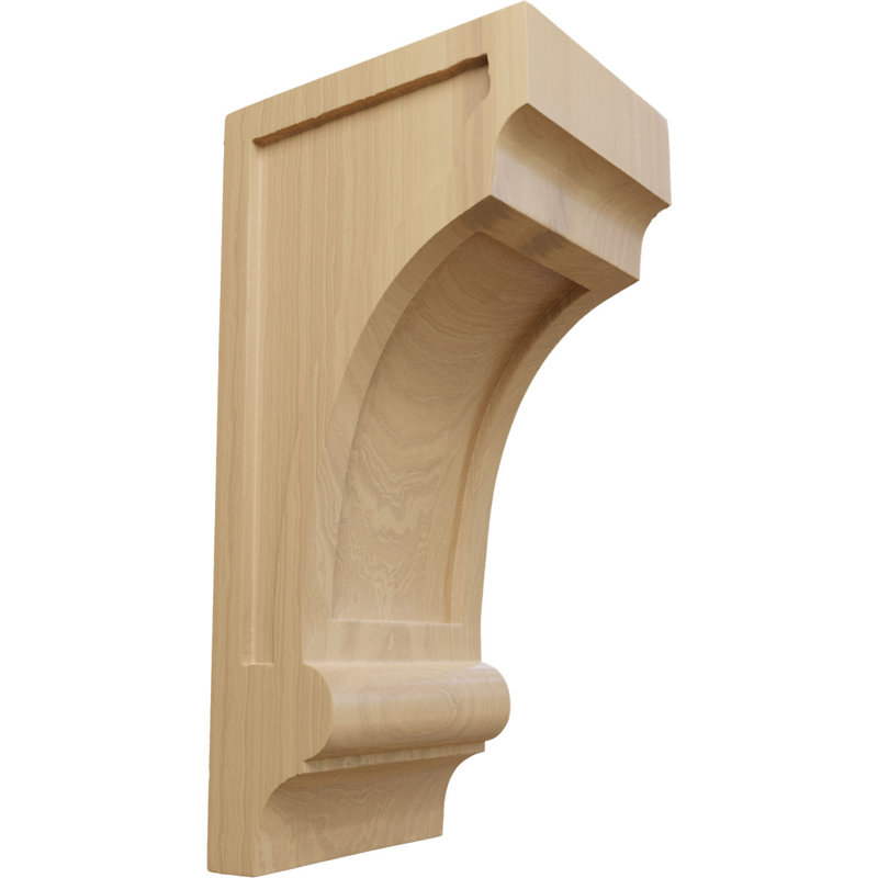 10'' H x 5'' W D Wood Bracket / Corbel, Cherry Brown, 12" H x 4.75" W x 6" D
