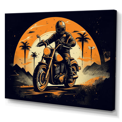 «Moto Roaring Down The Boulevard I», reproduction d'art mural moto