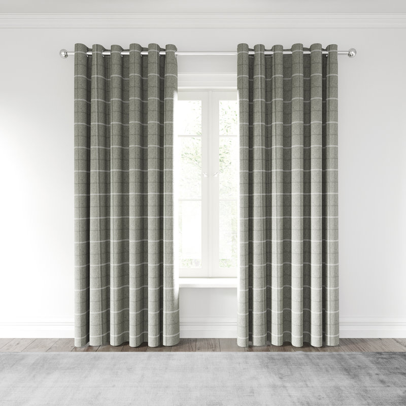 Harper Lined Eyelet Room Darkening Curtains, Width 168 x Drop 183cm, Silver