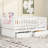 Full Size Daybed With Fence Guardrails & 2 Drawers, Easily Split Into Beds, White Drawers And Guardrails, Splits 2,-69591225-69591226
