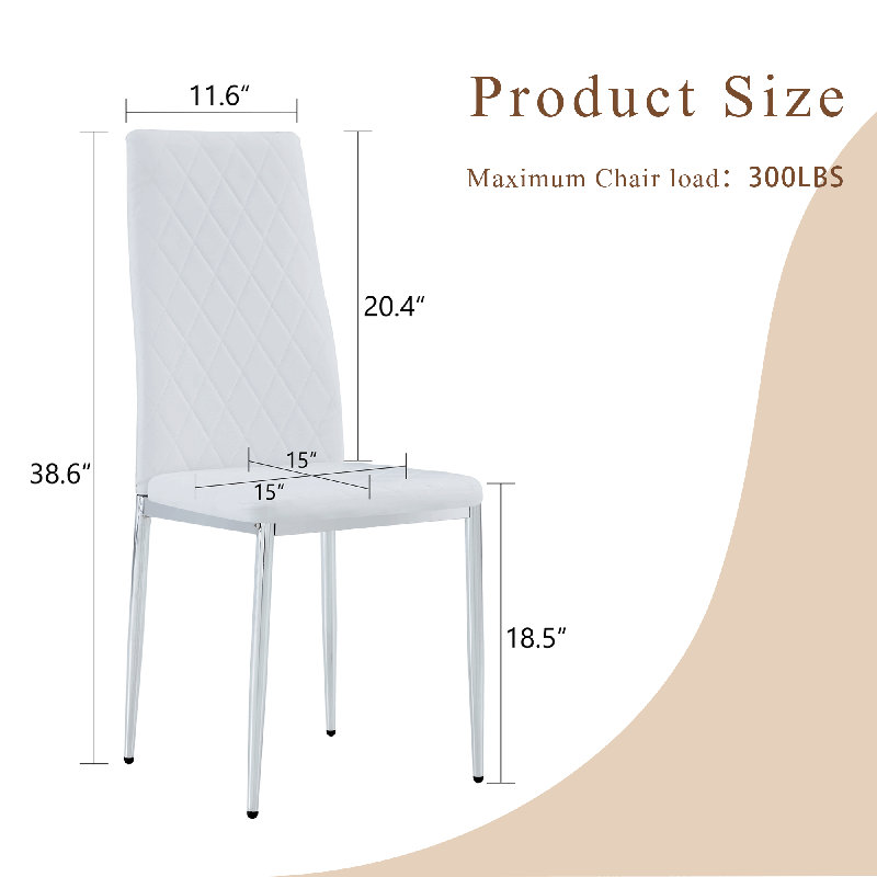 Ensemble de 4 chaises de salle à manger 38,6 po, Blanc